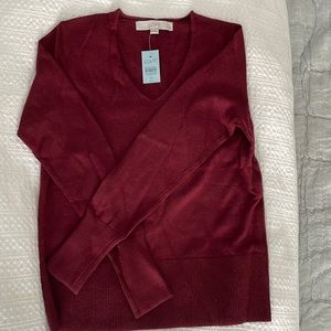 NWT Burgundy  Petite V-Neck Sweater